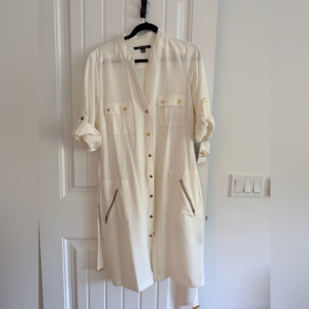 Zac & Rachel Ivory Dress with Gold Buttons